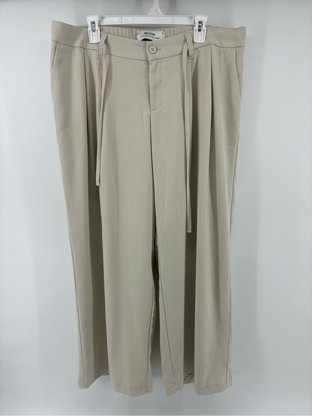 Hollister Low Rise Livvy Baggy Light Beige Wide Leg Trousers